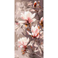 Картина за номерами 40*80см + фарби + пензель 2шт з рамкою Квітуча Магнолія