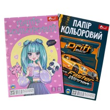Папір кольоровий А4 офсет на скобі 8 кольорів 16 аркушів
