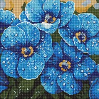 Алмазна мозаїка 40*40см Фіалки в росі