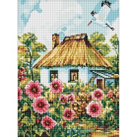 Алмазна мозаїка 30*40см Мальви біля хати