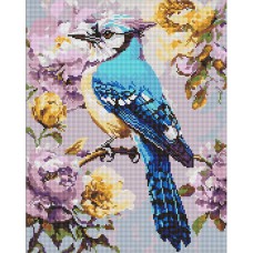 Алмазна мозаїка 40*50см Сойка в півоніях