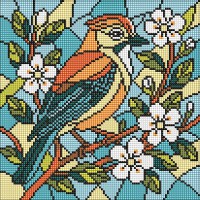 Алмазна мозаїка 30*30см Вітраж. Сойка