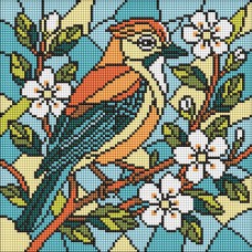 Алмазна мозаїка 30*30см Вітраж. Сойка