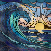 Алмазна мозаїка 30*30см Вітраж. Хвиля