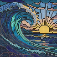 Алмазна мозаїка 30*30см Вітраж. Хвиля