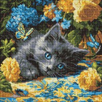 Алмазна мозаїка 40*40см Кошеня блакитнооке