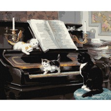 Картина за номерами 40*50см + фарби + пензель 3 шт. з рамкою Музиканти