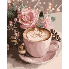 Картина за номерами 40*50см + фарби + пензель 3 шт. з рамкою Новорічне капучино