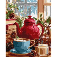 Картина за номерами 40*50см + фарби + пензель 3 шт. з рамкою Зимова атмосфера вдома