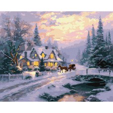 Картина за номерами 40*50см + фарби + пензель 3 шт з рамкою Новорічний спокій