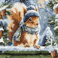 Картина за номерами 40*40см + фарби + пензель 3 шт з рамкою Зимове білченя