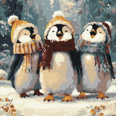 Картина за номерами 40*40см + фарби + пензель 3 шт з рамкою Щасливі співи