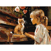 Картина по номерам 30*40см + краски + кисть 3 шт с рамкой Поющий дуэт