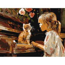 Картина за номерами 30*40см + фарби + пензель 3 шт з рамкою Співочий дует