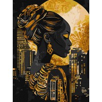 Картина за номерами 30*40см + фарби + пензель 3 шт з рамкою Золото ночі