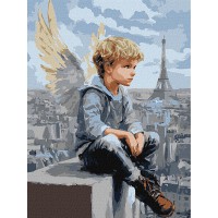 Картина по номерам 30*40см + краски + кисть 3 шт с рамкой Мальчик-ангел