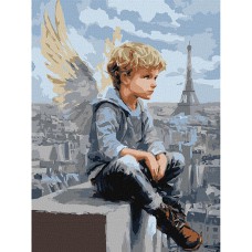 Картина за номерами 30*40см + фарби + пензель 3 шт з рамкою Хлопчик-янгол