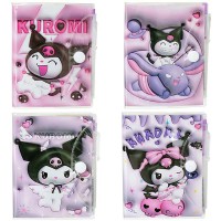 Блокнот на кнопке 8*11см Kuromi 3D + ручка шариковая