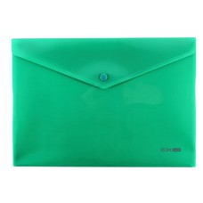 Папка конверт А4 непрозрачная на кнопке зеленая диагональ