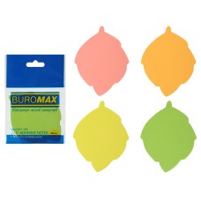 Папір для нотаток з клейким шаром Листя 50 аркушів неон