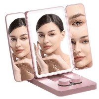 Зеркало с LED подсветкой тройное розовый цвет