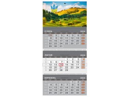 Календар 2024 року квартальний на 3 спіралі 36*68,5 см Природа