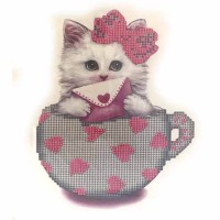 Алмазная мозайка 5D 21*25см Котенок с валентинкой