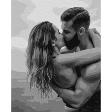 Картина за номерами 40*50см + фарби + пензель 3 шт з рамкою Поцілунок на узбережжі