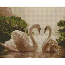 Алмазна мозайка 40*50см Пара лебедів