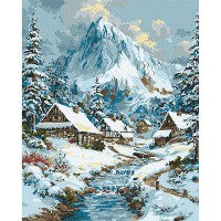 Картина за номерами 40*50см + фарби + пензель 3 шт з рамкою Новорічний краєвид