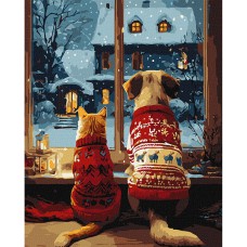 Картина за номерами 40*50см + фарби + пензель 3 шт з рамкою Затишок пухнастиків