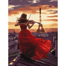 Картина за номерами 30*40см + фарби + пензель 3 шт з рамкою Гра на скрипці