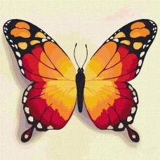 Картина за номерами 25*25см + фарби + пензель 2 шт з рамкою Помаранчевий метелик