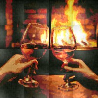 Алмазна мозайка 30*30см Гріємось біля каміна