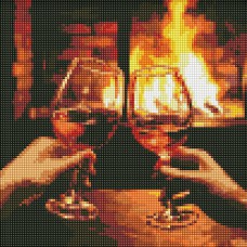 Алмазна мозайка 30*30см Гріємось біля каміна