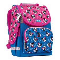 Рюкзак шкільний каркасний SMART Hello, panda 34*26*11см синій/рожевий