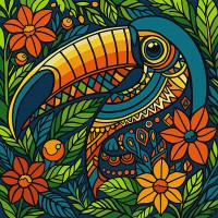 Картина за номерами 30*30см + фарби + пензель 3 шт з рамкою Вітраж. Тукан