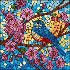 Картина за номерами 30*30см + фарби + пензель 3 шт з рамкою Вітраж. Синиця