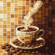 Картина за номерами 30*30см + фарби + пензель 3 шт з рамкою Вітраж. Кава