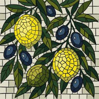 Картина за номерами 30*30см + фарби + пензель 3 шт з рамкою Вітраж. Лимони