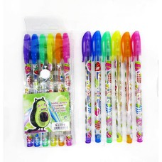Набір ручок кольорових гелевих з блиском 6шт Авокадо