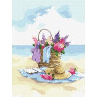 Картина за номерами 30*40см + фарби + пензель 3 шт. з рамкою Пляжна прогулянка