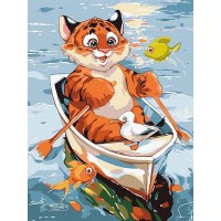 Картина за номерами 30*40см + фарби + пензель 2 шт з рамкою Весела рибалка