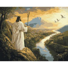 Картина за номерами 40*50см + фарби + пензель 3 шт. з рамкою Погляд Спасителя