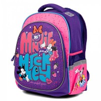 Рюкзак школьный полукаркасный Yes 39*31*18см Minnie Mouse розовый/фиолетовый