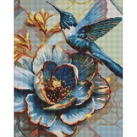 Алмазна мозайка 40*50см Колібрі на півонії
