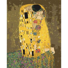 Картина за номерами 40*50см + фарби + пензель 2 шт. з рамкою Поцілунок 2, Густав Клімт