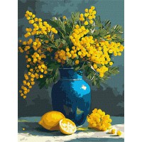 Картина за номерами 30*40см + фарби + пензель 3 шт з рамкою Мімоза та лимони