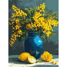 Картина за номерами 30*40см + фарби + пензель 3 шт з рамкою Мімоза та лимони