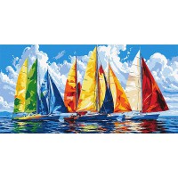 Картина за номерами 40*80см + фарби + пензель 3 шт з рамкою Яскрава регата